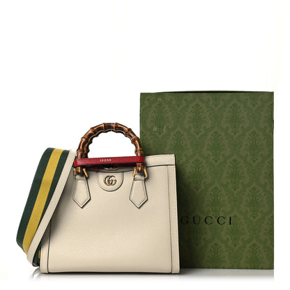 Gucci Textured Dollar Calfskin Web Small Diana Tote Bag Mystic White 15 of 15