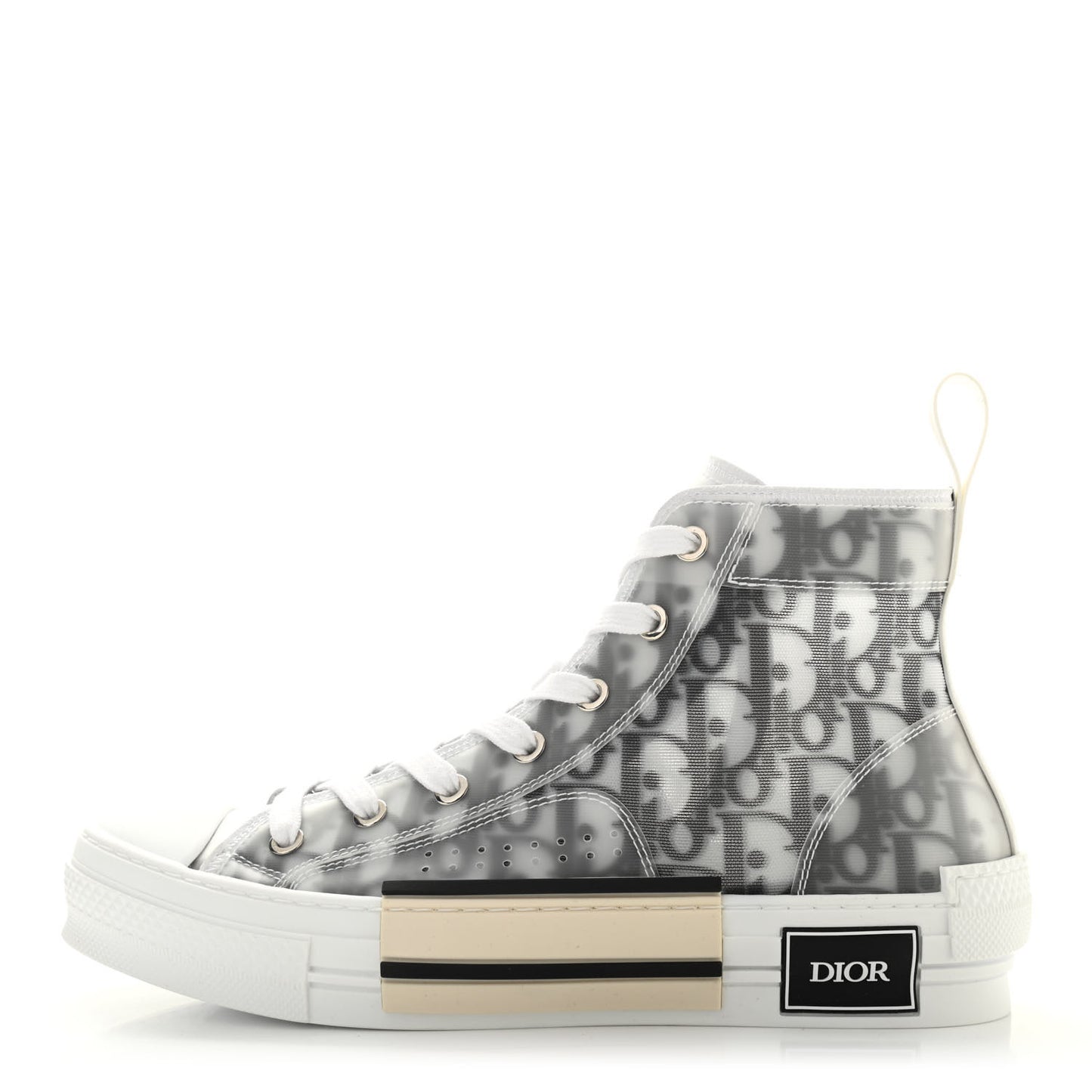 Technical Canvas Oblique Mens B23 High Top Sneakers 39 White Black
