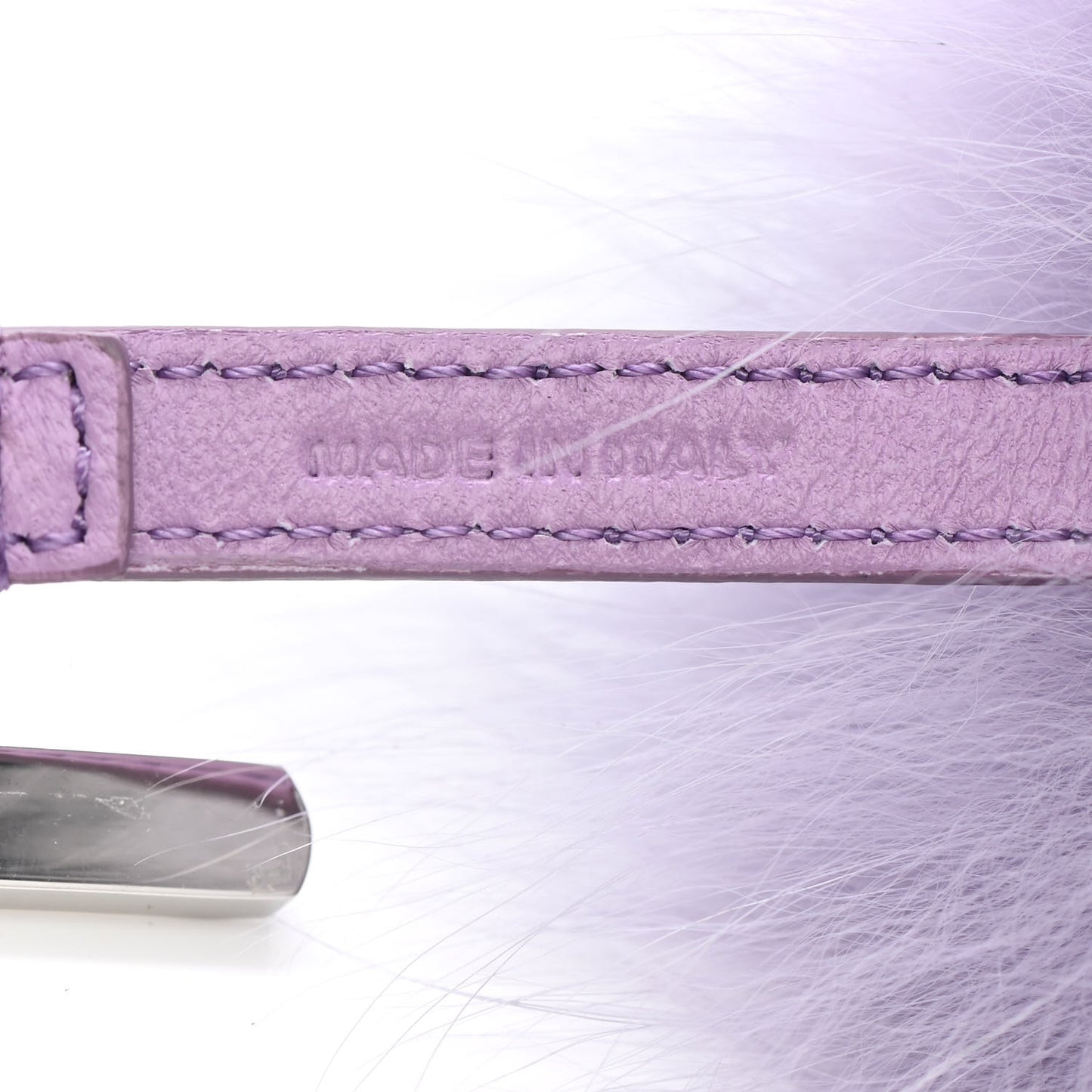 Fox Fur Shiny Nappa Bi-Color R ABCharm Bag Charm Lilla Blue Violetta