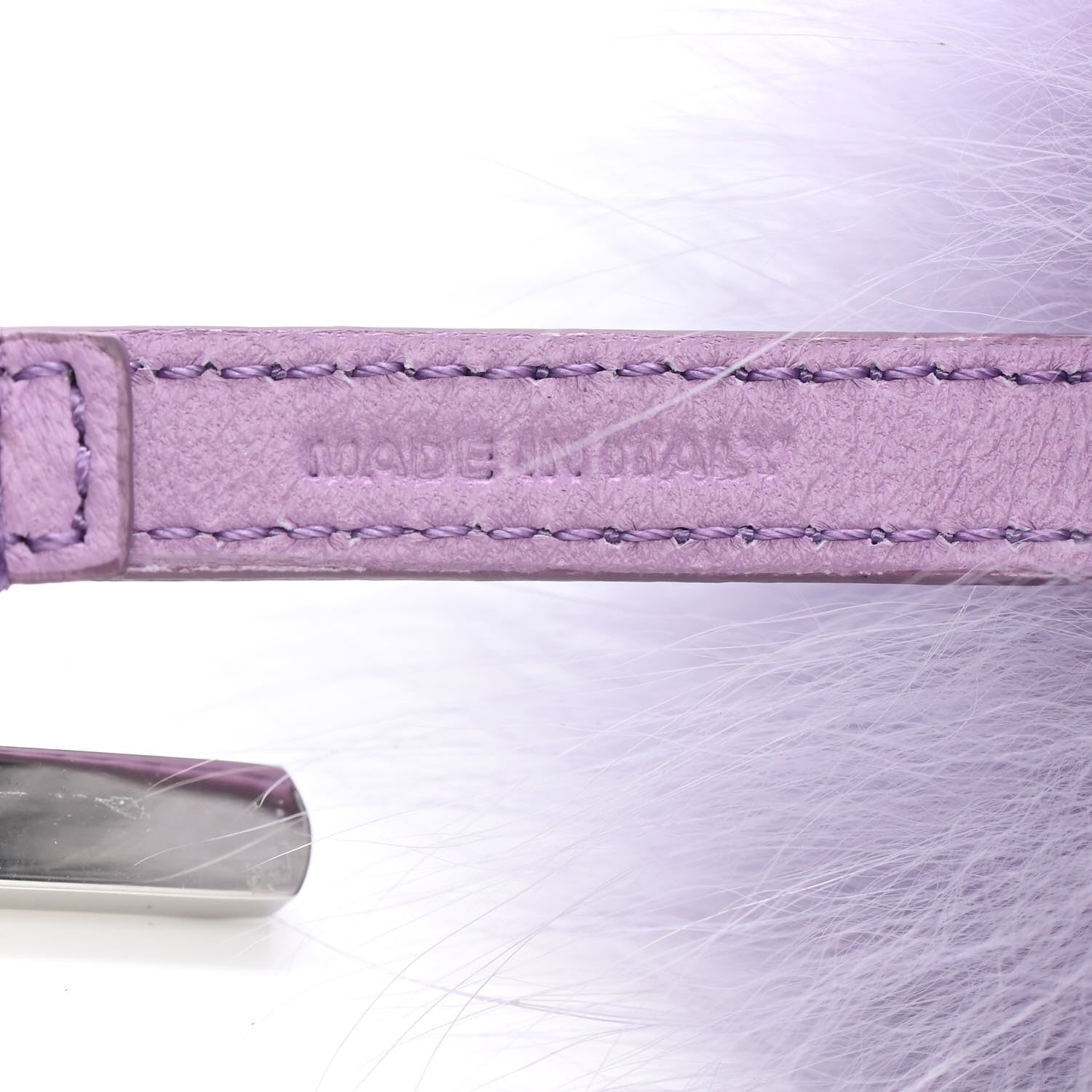 Fendi Fox Fur Shiny Nappa Bi-Color R ABCharm Bag Charm Lilla Blue Violetta 3 of 4