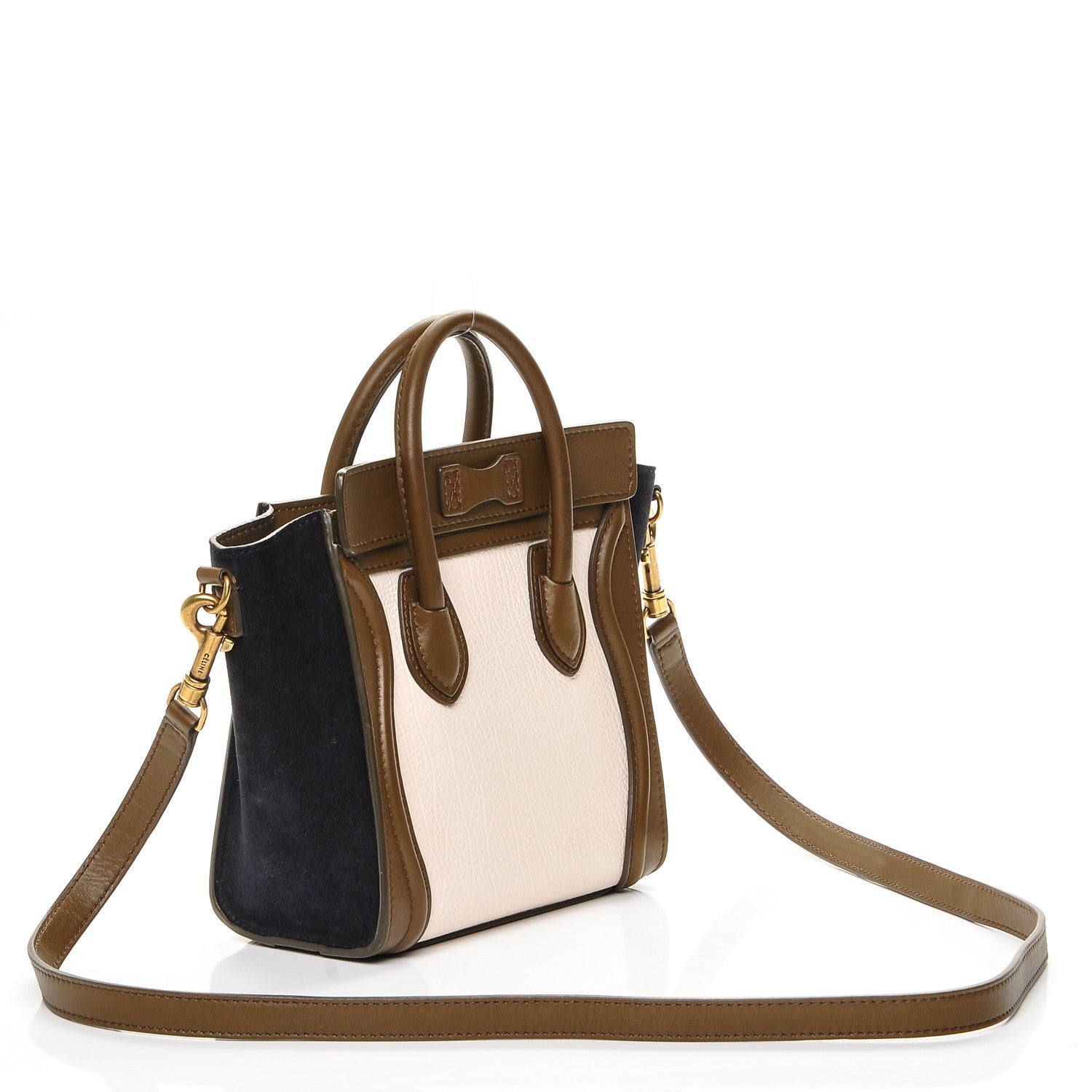 Celine Calfskin Suede Nano Tri-Color Luggage Cream 3 of 6