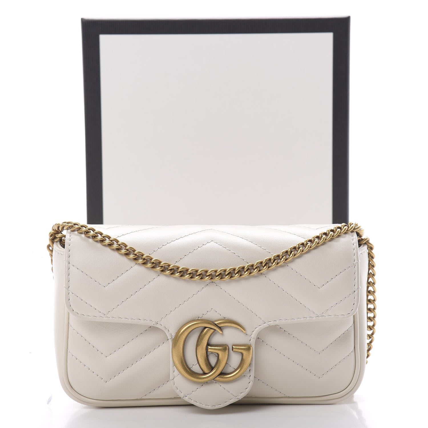 Gucci Calfskin Matelasse Super Mini GG Marmont Shoulder Bag White 12 of 12