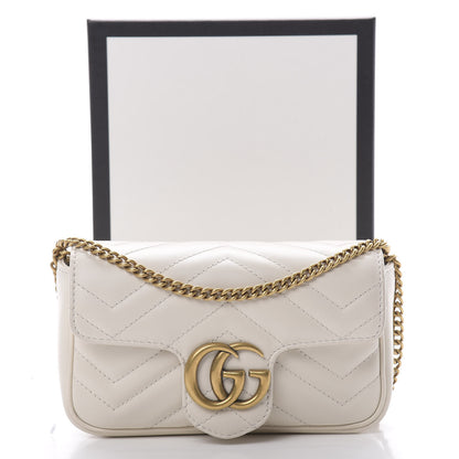 Gucci Calfskin Matelasse Super Mini GG Marmont Shoulder Bag White 12 of 12