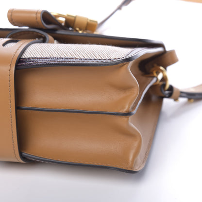 Chloe Calfskin Crocodile Embossed Canvas Small Aby Day Shoulder Bag Honey Gold 9 of 9