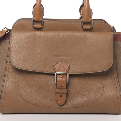 Burberry Mega Check Grained Calfskin Medium Harcourt Satchel Saddle Brown 9 of 12