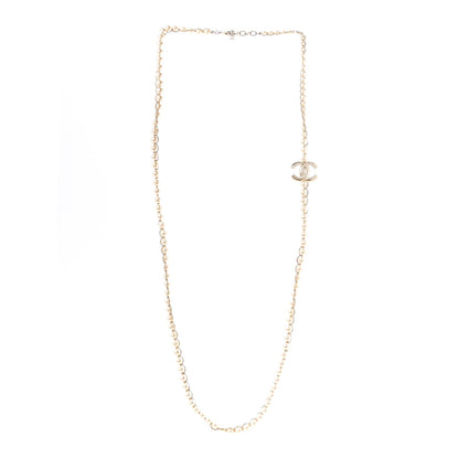 Chanel Metal Pearl Chain CC Long Necklace Gold 3 of 5
