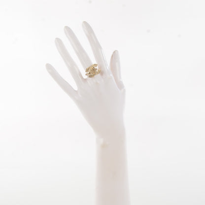 Chanel Crystal Double CC Ring 6.25 Light Gold 2 of 5
