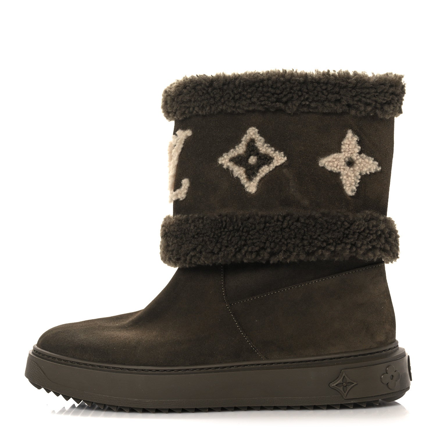 Louis Vuitton Suede Calfskin Shearling Snowdrop Flat Ankle Boot 41 Khaki 1 of 9