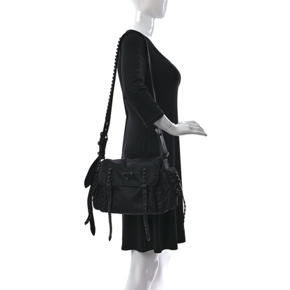 Prada Nylon New Vela Studded Messenger Bag Black 2 of 9