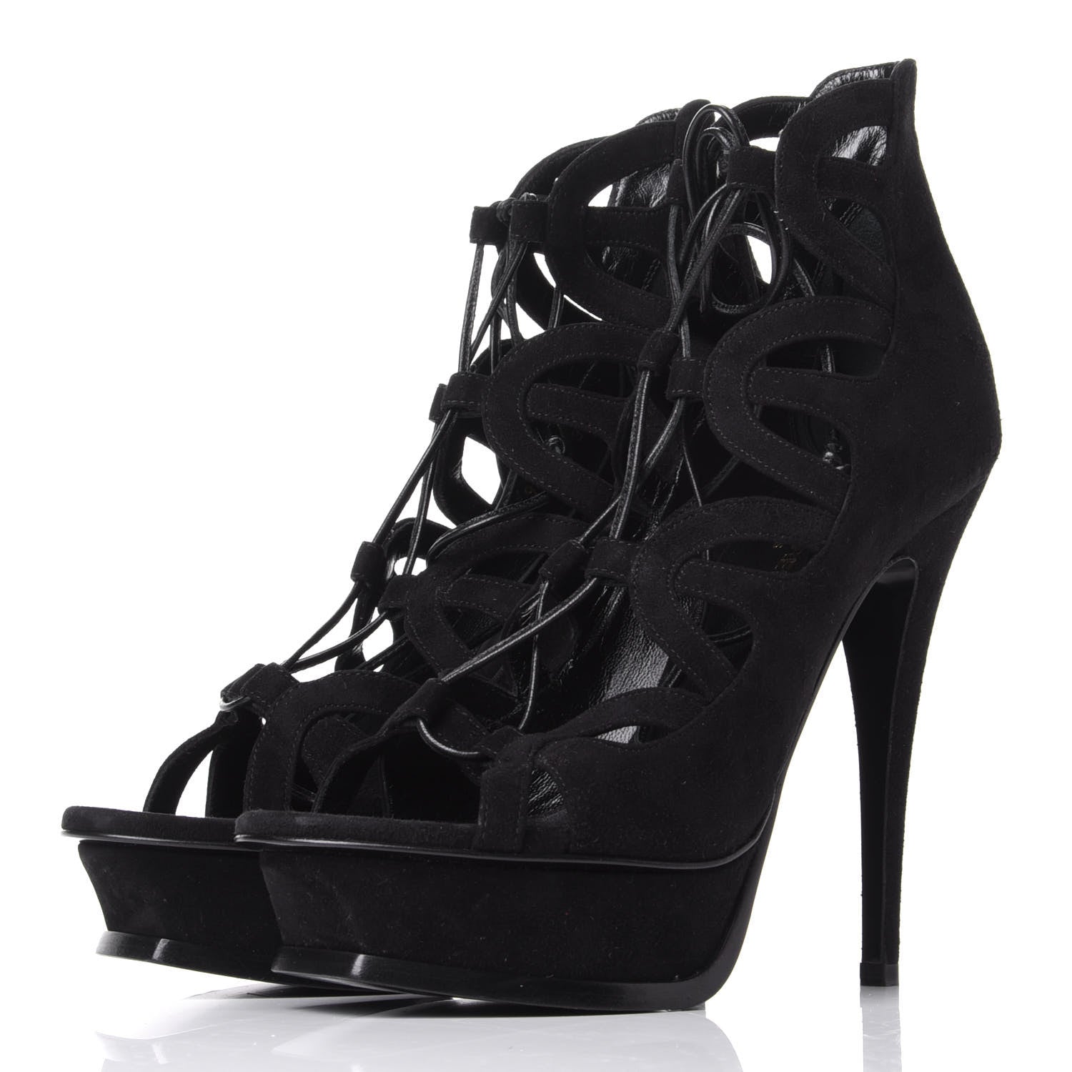 Saint Laurent Kid Scamosciato Tribute 105 Platform Sandals 37.5 Black 3 of 10