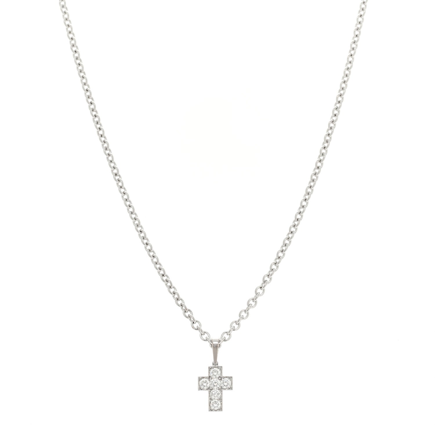 Cartier Platinum Diamond Cross Pendant Necklace 1 of 6