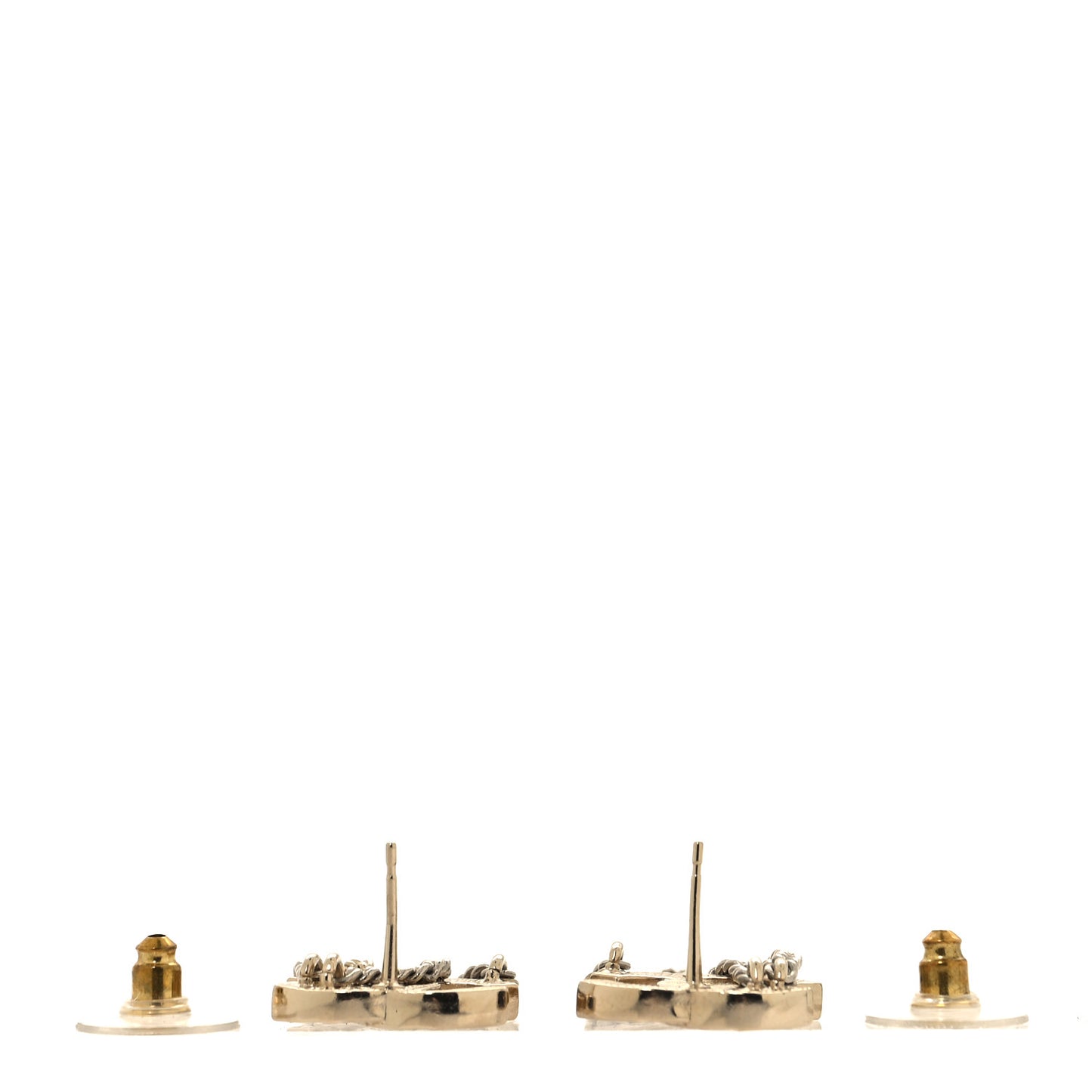 Crystal Chain CC Earrings Gold