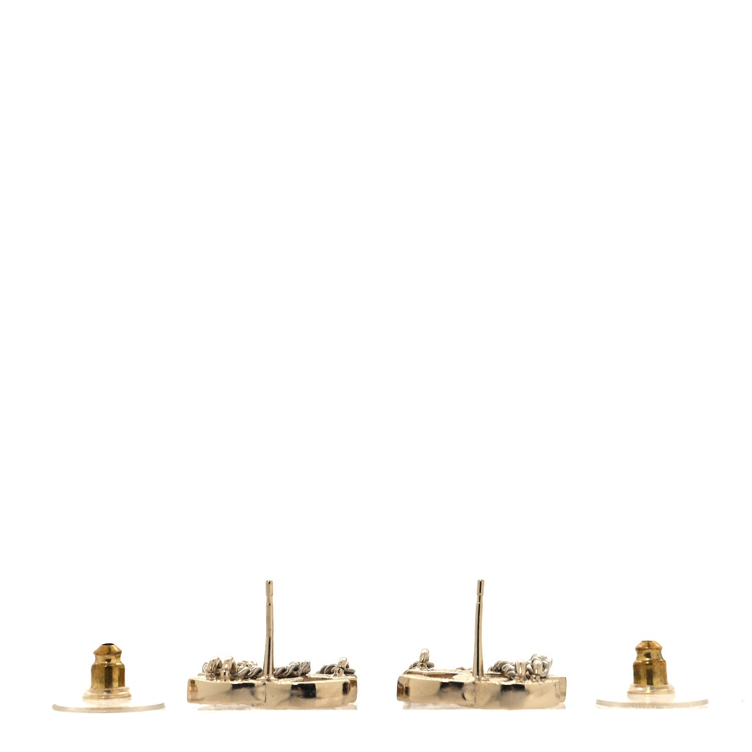 Chanel Crystal Chain CC Earrings Gold 3 of 5
