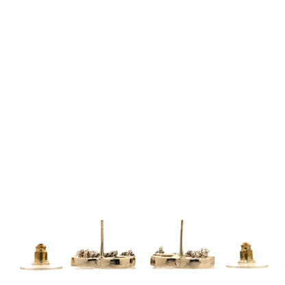Chanel Crystal Chain CC Earrings Gold 3 of 5