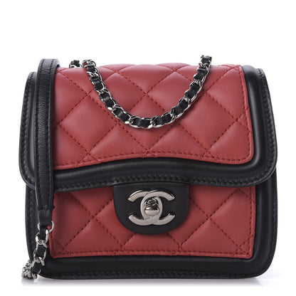 Chanel Lambskin Quilted Mini Graphic Flap Bag Red Black White 1 of 8