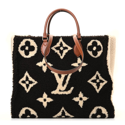 Louis Vuitton Shearling Monogram Giant Teddy Onthego GM Black White 1 of 10