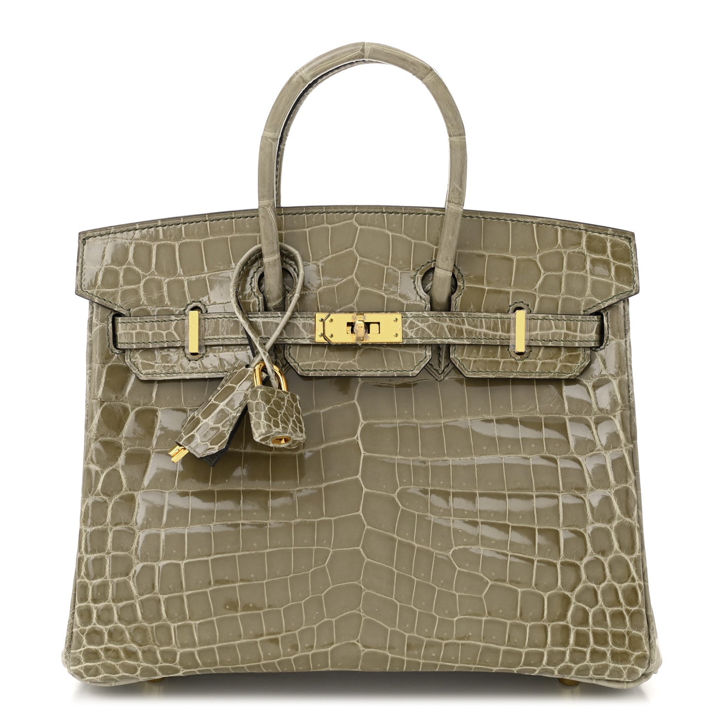 Hermes Shiny Niloticus Crocodile Birkin 25 Gris Tourterelle 1 of 11