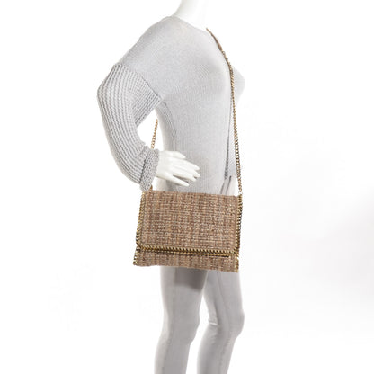 Stella McCartney Woven Boucle Fold Over Falabella Clutch Gold 2 of 9