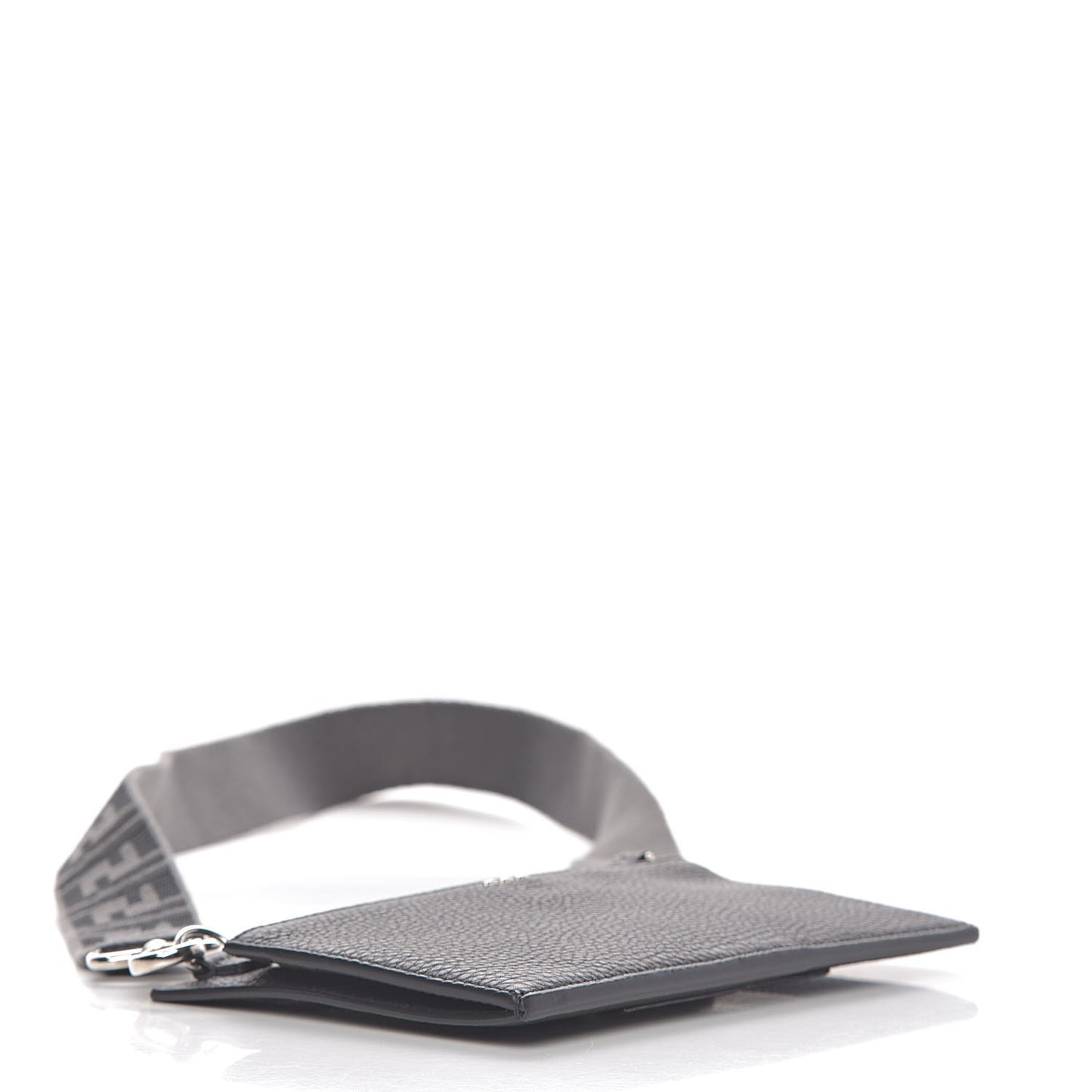 Cuoio Romano Glazed Fabric FF 1974 Wallet on Strap Black