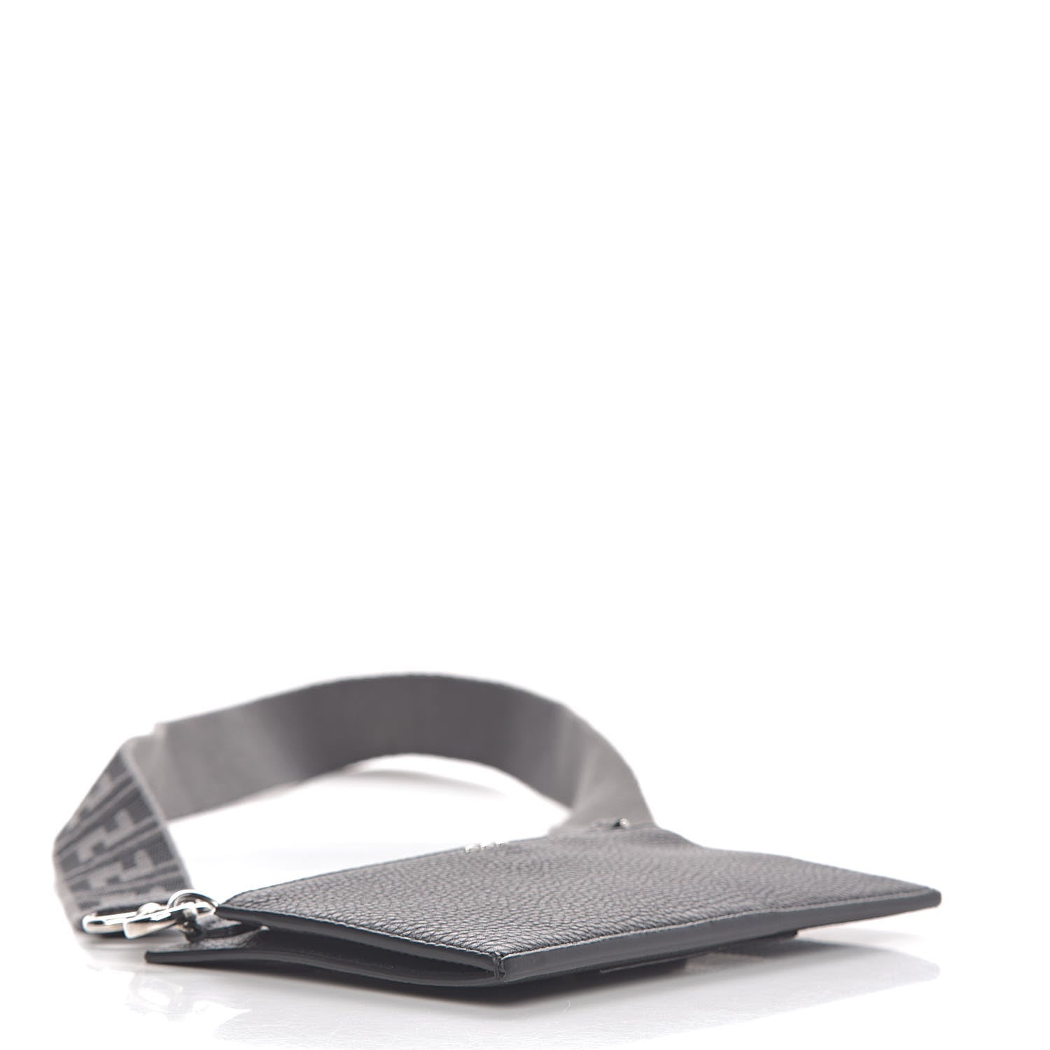 Fendi Cuoio Romano Glazed Fabric FF 1974 Wallet on Strap Black 4 of 10