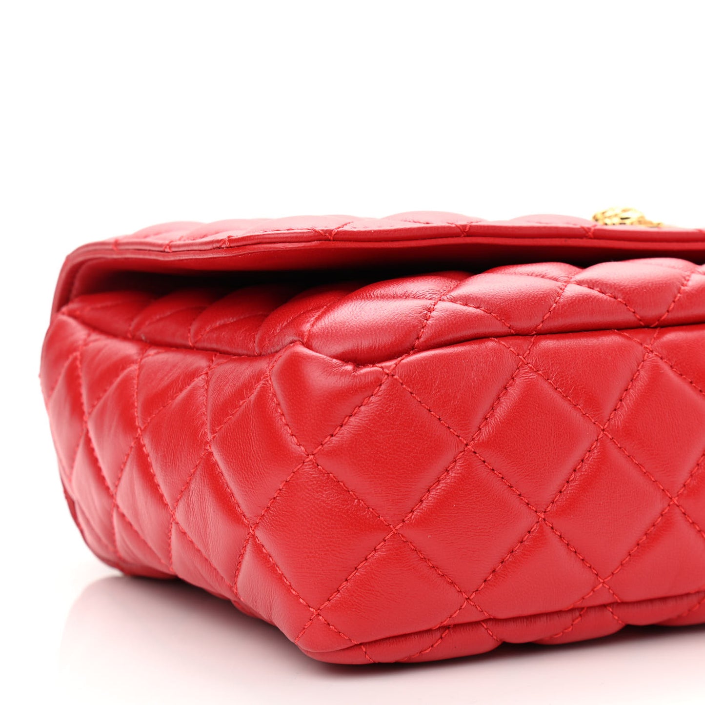 Nappa Quilted Medusa Chain Crossbody Red