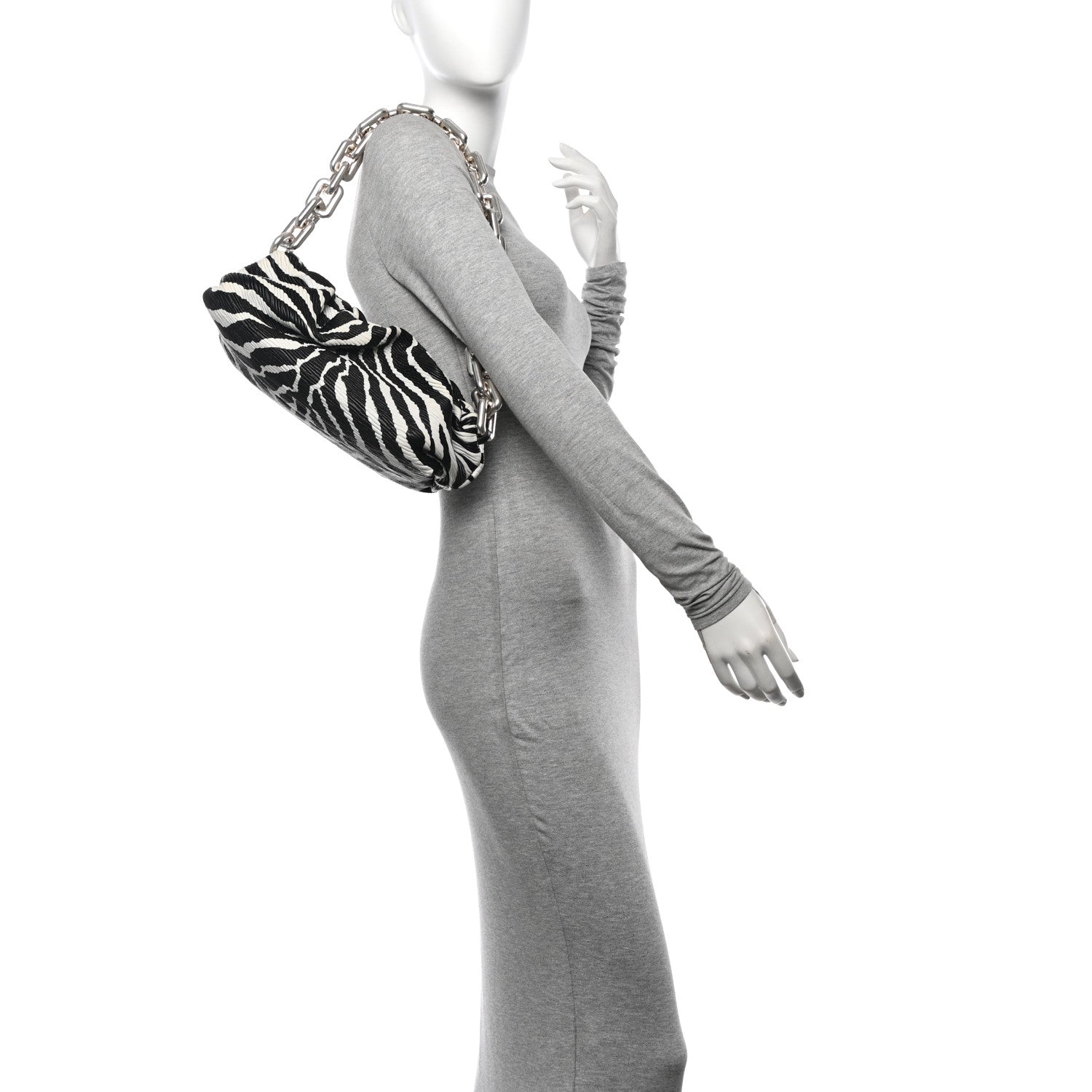 Bottega Veneta Nappa Zebra Print The Pouch Chain White Black 2 of 12