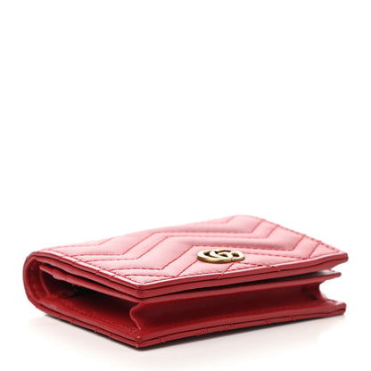 Gucci Calfskin Matelasse GG Marmont Card Case Wallet Hibiscus Red 4 of 8