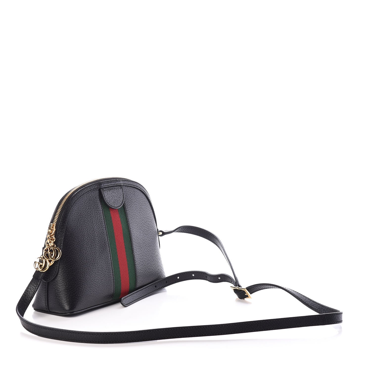 Gucci Calfskin GG Web Small Ophidia Dome Shoulder Bag Black 3 of 10