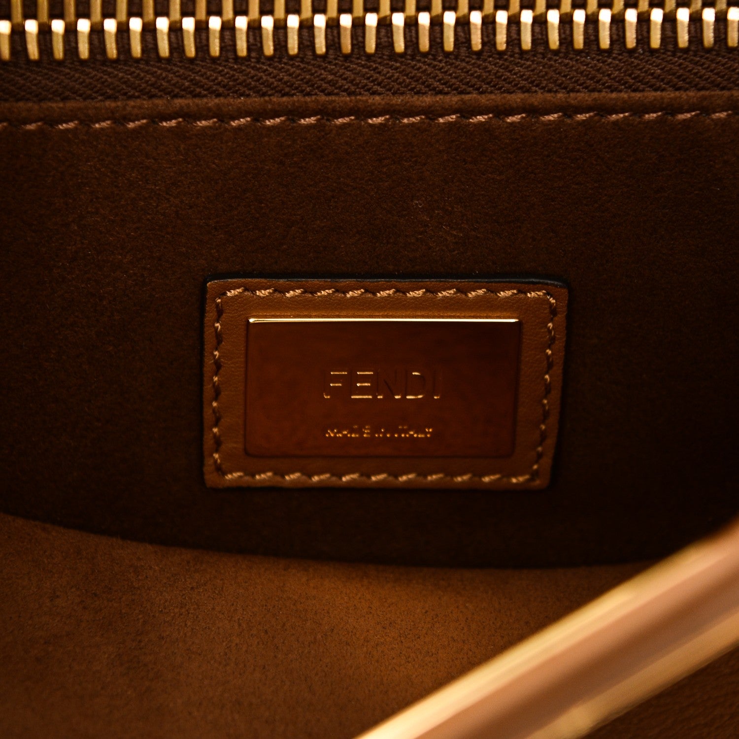 Fendi Calfskin Lace Up Large Peekaboo Iconic Satchel Cognac 6 of 7