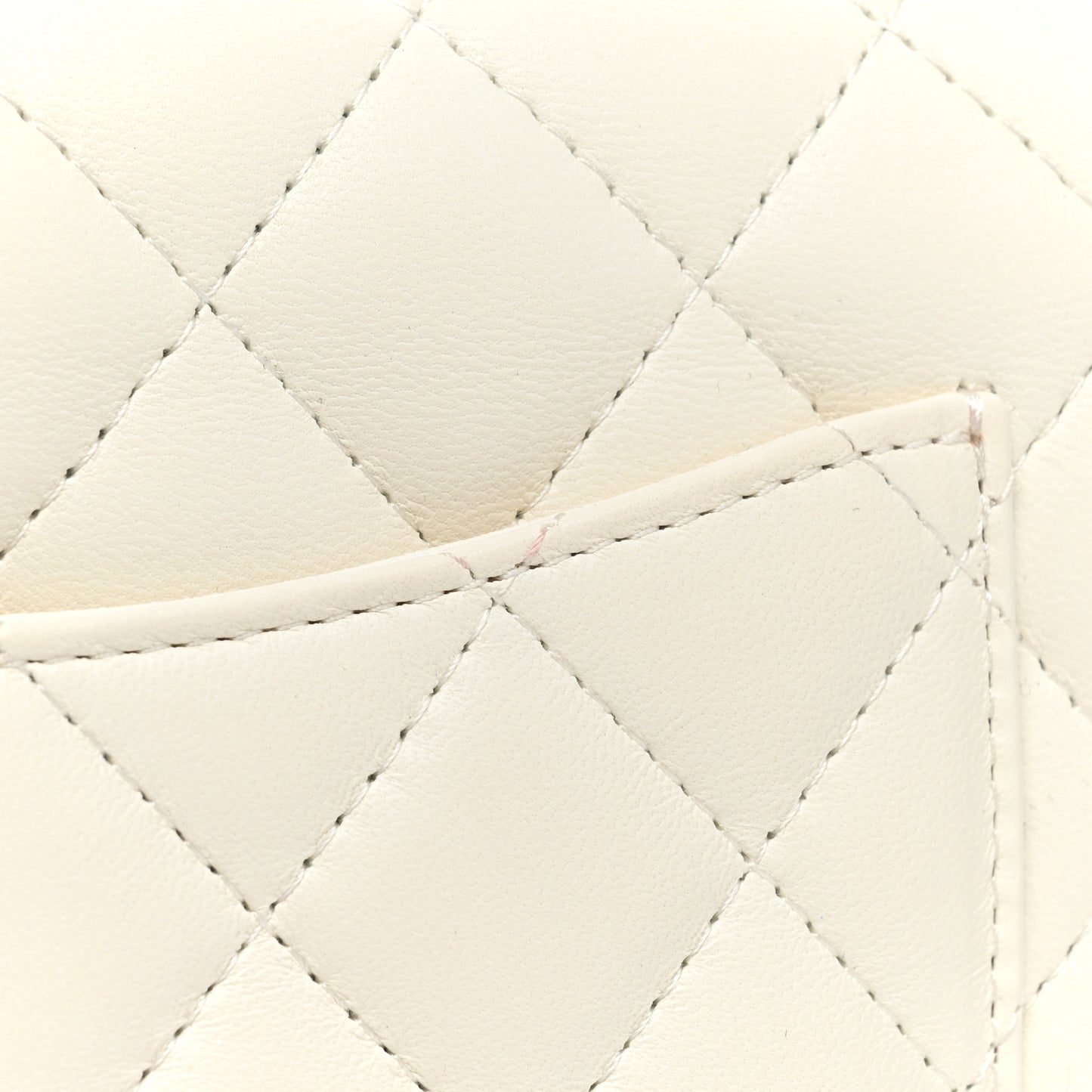 Lambskin Quilted Mini Rectangular Flap White