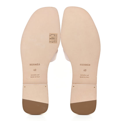 Hermes Box Calfskin Oran Sandals 40 Rose Pale 5 of 17