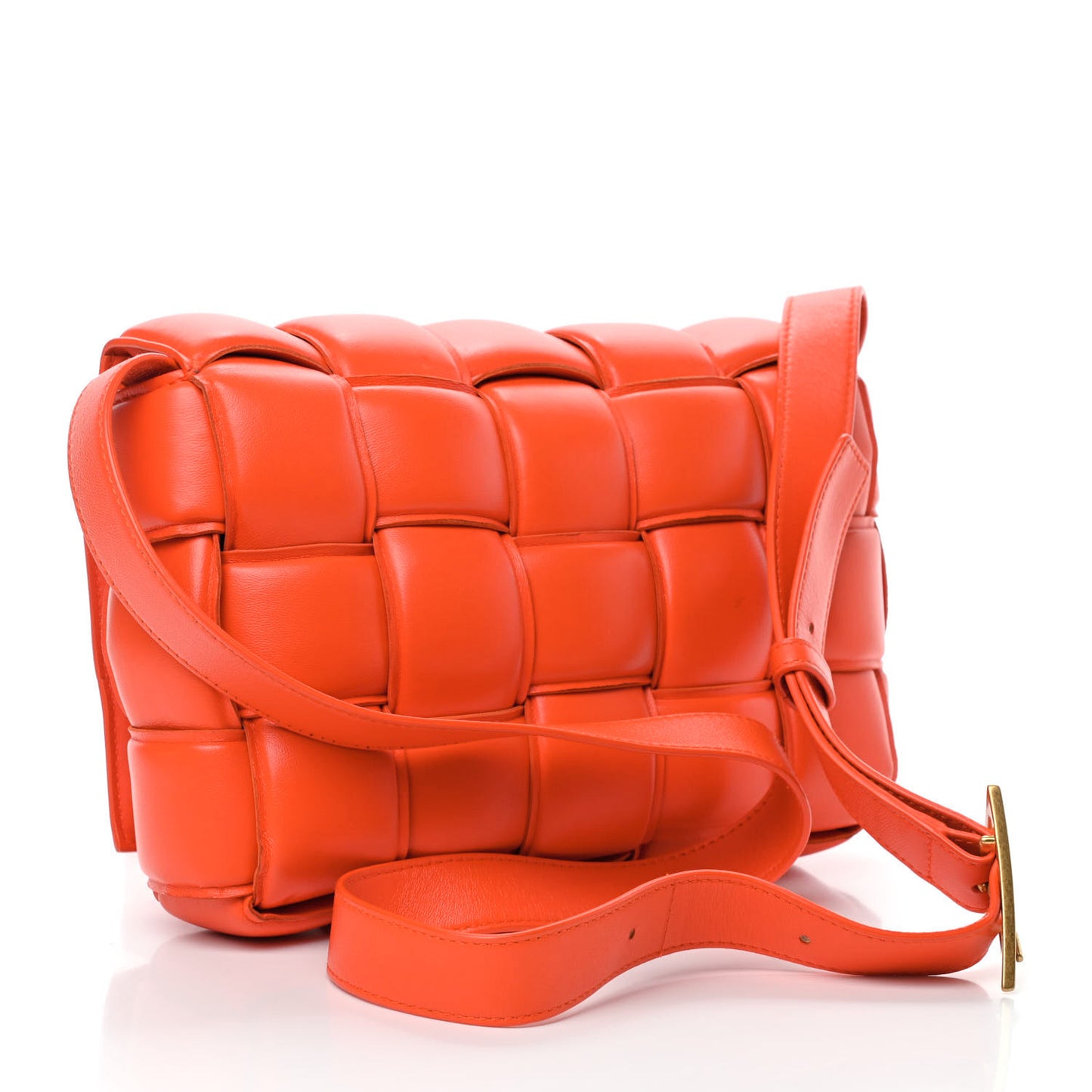 Nappa Maxi Intrecciato Padded Cassette Crossbody Orange