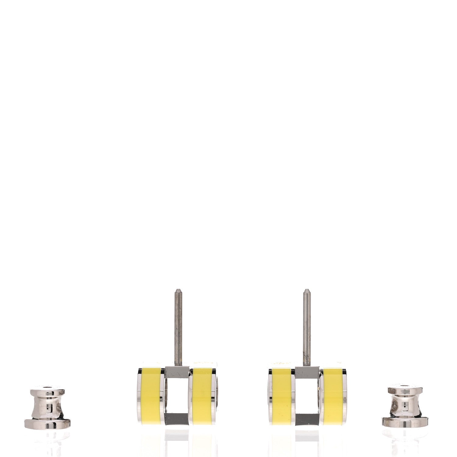 Hermes Palladium Lacquered Mini Pop H Earrings Jaune Sature 3 of 6