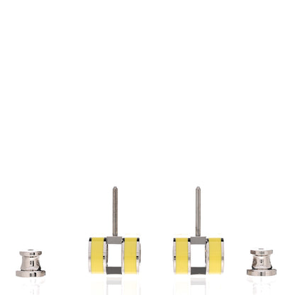 Hermes Palladium Lacquered Mini Pop H Earrings Jaune Sature 3 of 6