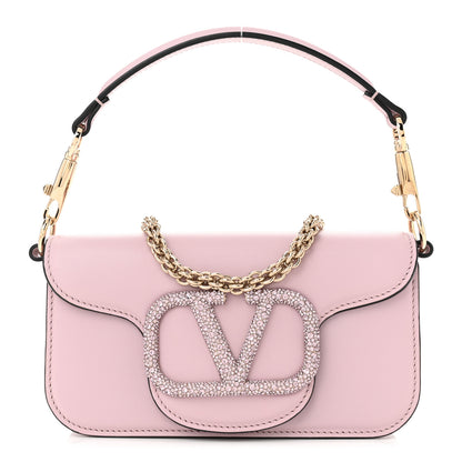 Valentino Garavani Calfskin Crystal Vlogo Small Loco Shoulder Bag Water Lilies 1 of 11