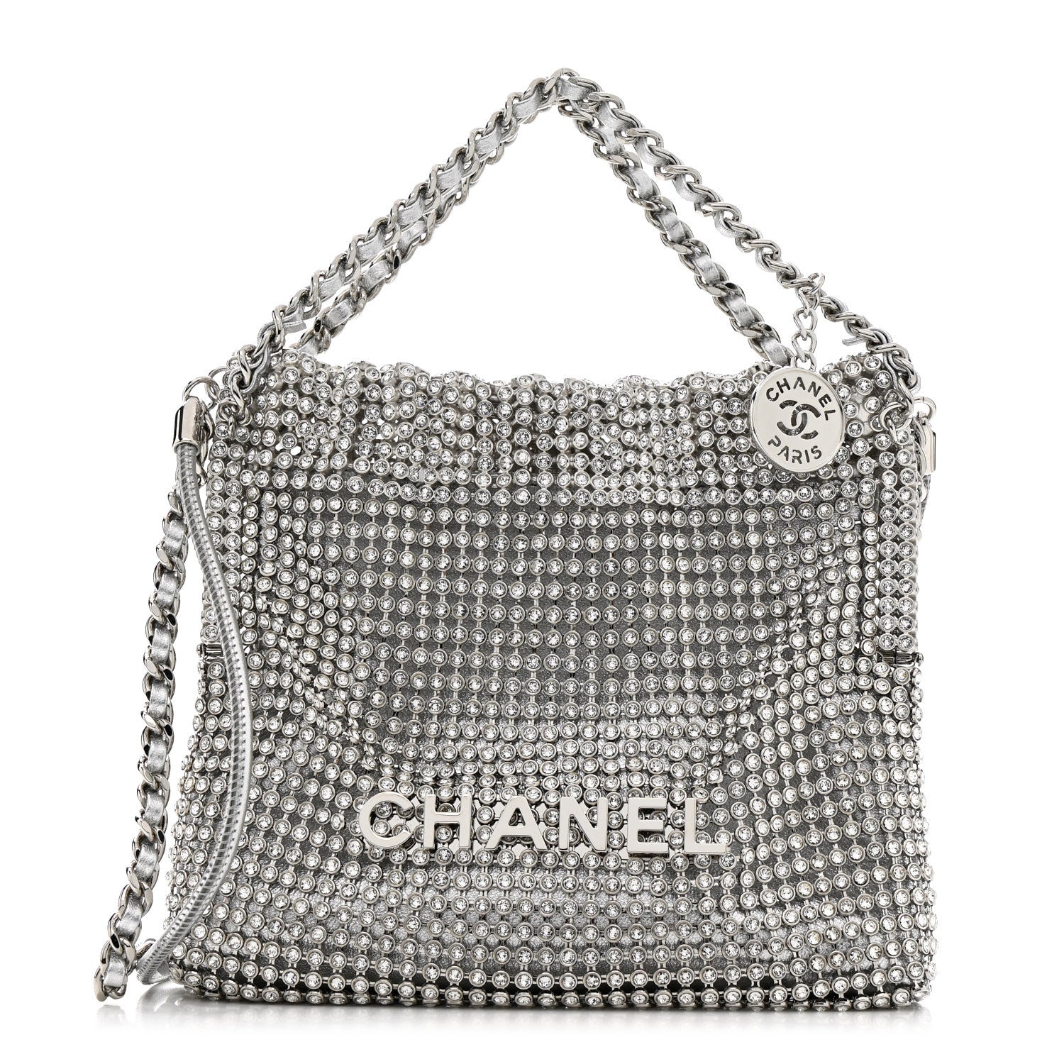 Chanel Crystal Embellished Metallic Lambskin Mini Chanel 22 Silver 1 of 11