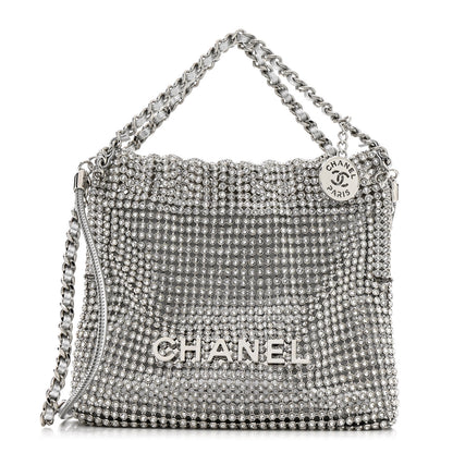 Chanel Crystal Embellished Metallic Lambskin Mini Chanel 22 Silver 1 of 11
