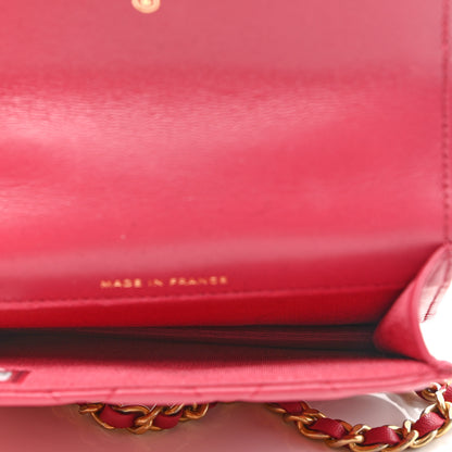 Chanel Lambskin Quilted Top Handle Flap Coin Purse With Chain Dark Pink 6 of 10