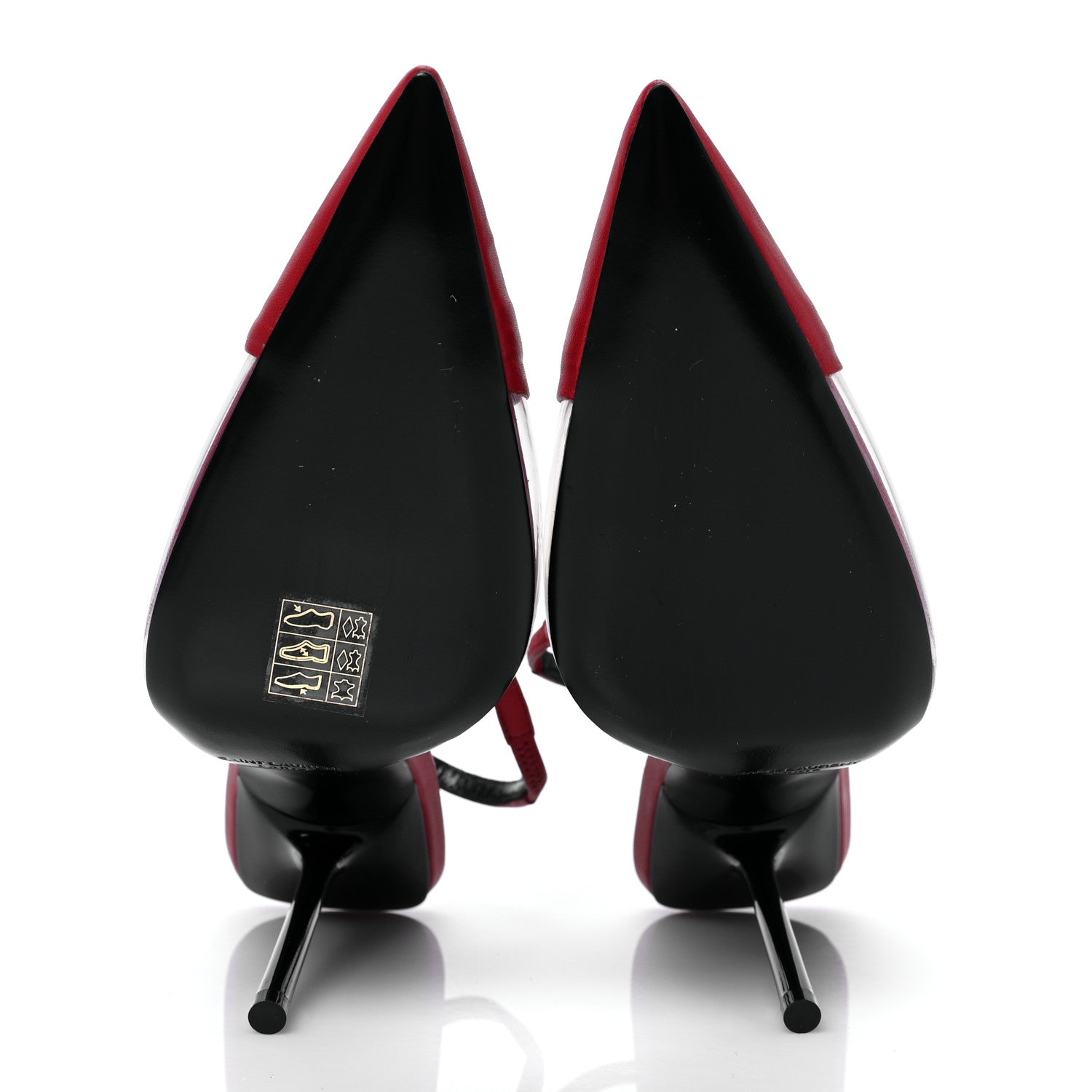 Saint Laurent Calfskin PVC Chica 115 Slingback Pumps 37.5 Red 5 of 7