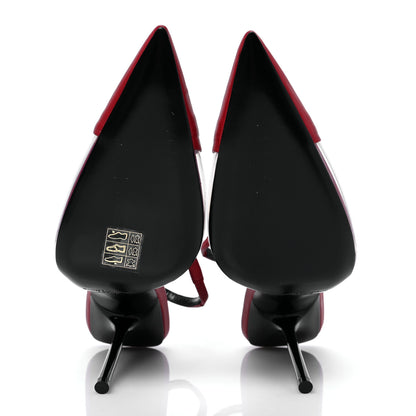 Saint Laurent Calfskin PVC Chica 115 Slingback Pumps 37.5 Red 5 of 7