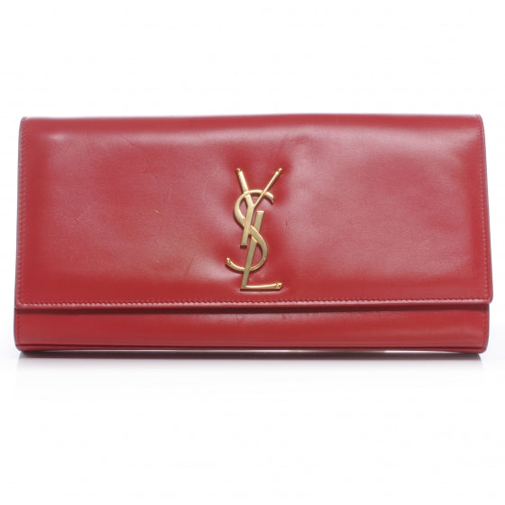 Leather Cassandre Clutch Red