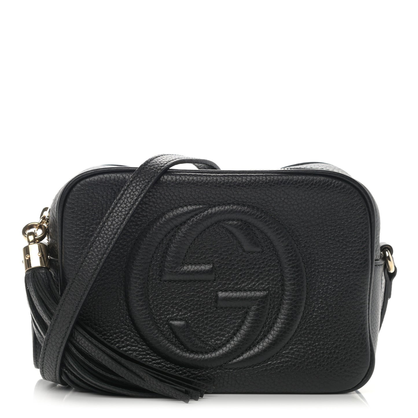 Pebbled Calfskin Small Soho Disco Bag Black