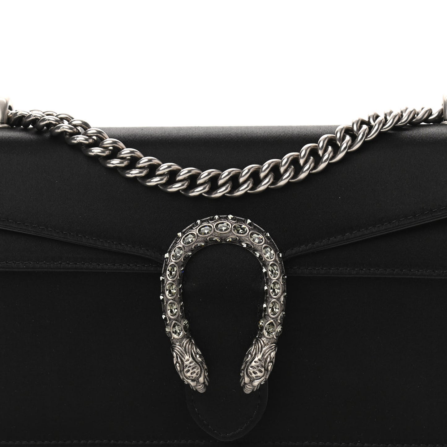 Satin Silk Crystal Small Dionysus Shoulder Bag Black Black Diamond