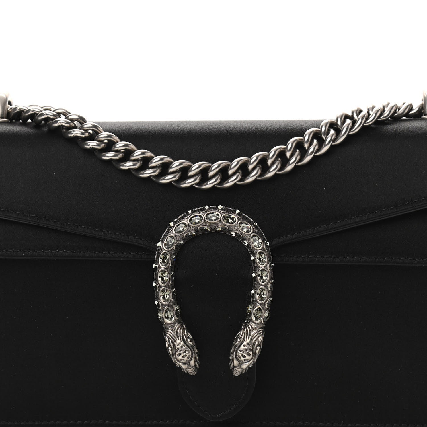 Gucci Satin Silk Crystal Small Dionysus Shoulder Bag Black Black Diamond 11 of 13