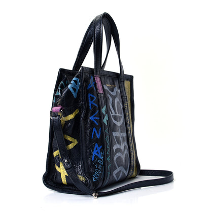 Balenciaga Agneau Arena Graffiti All Over XS Bazar Shopper Tote Black Multicolor 2 of 4