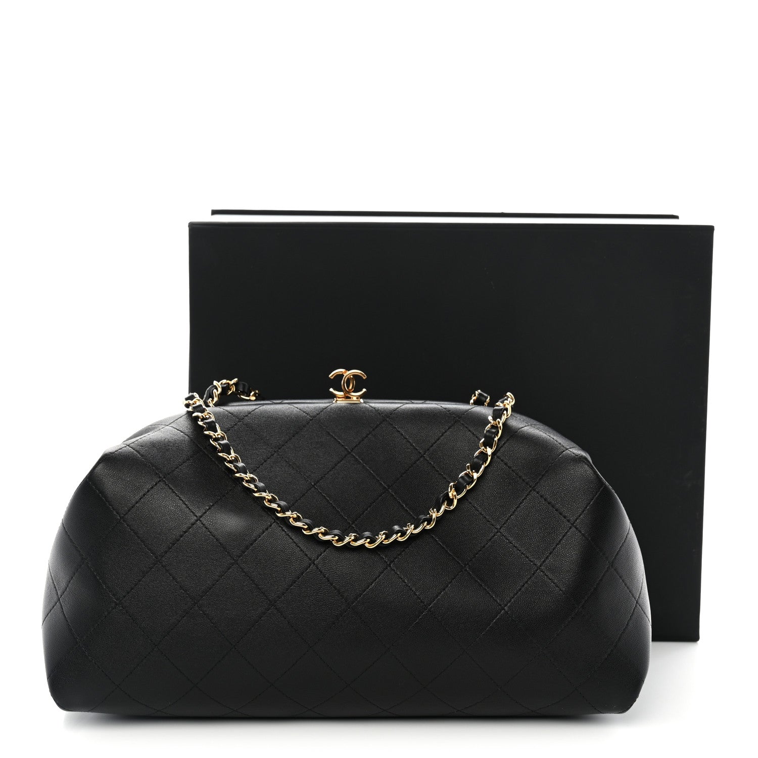 Chanel Lambskin Stitched Clutch With Chain Black 11 of 11
