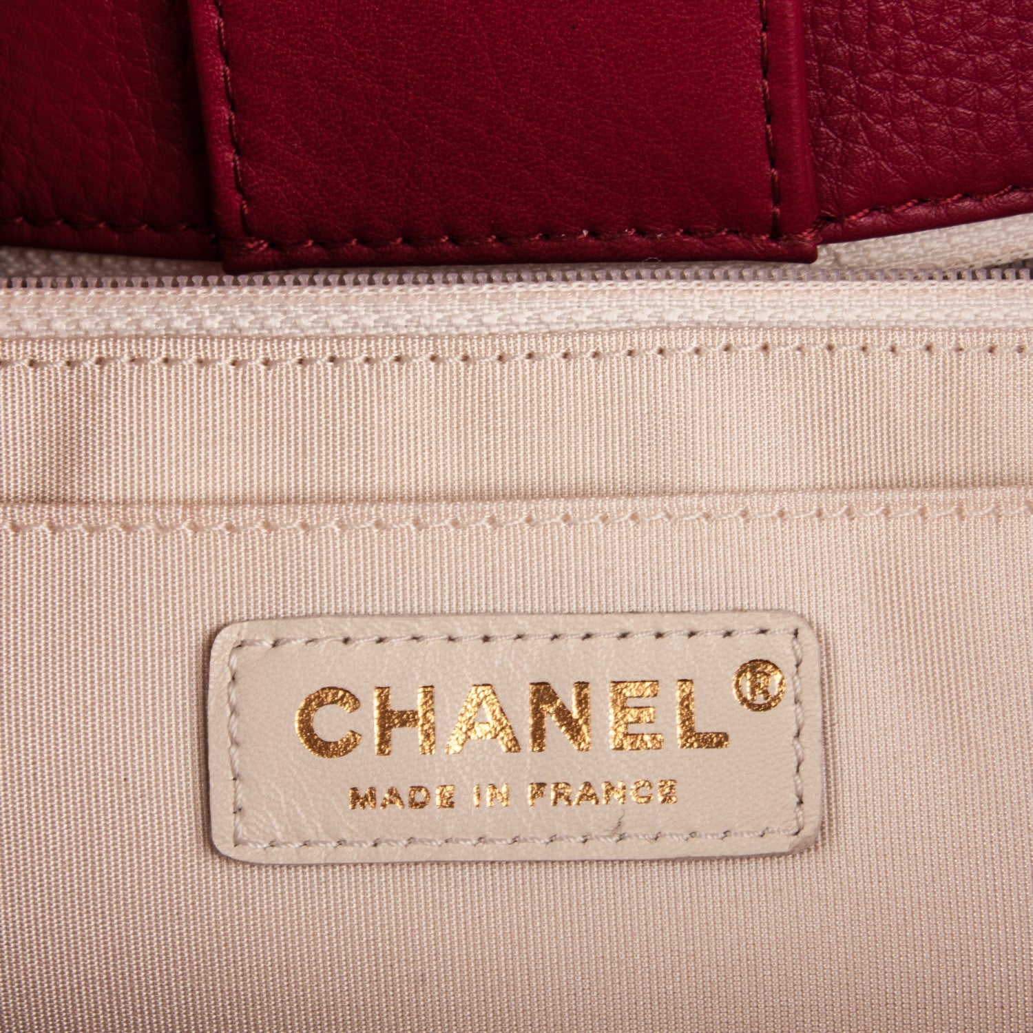 Chanel Grained Calfskin Stitched Supple Rock Shopping Tote Burgundy 6 of 7