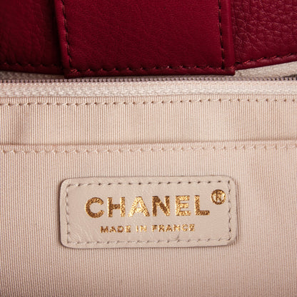 Chanel Grained Calfskin Stitched Supple Rock Shopping Tote Burgundy 6 of 7