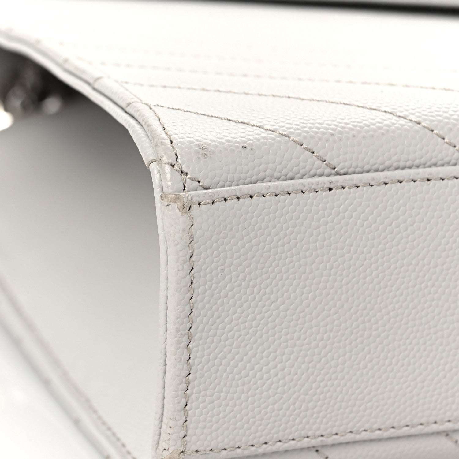 Saint Laurent Grain De Poudre Matelasse Chevron Large Monogram Satchel Light Grey 8 of 8