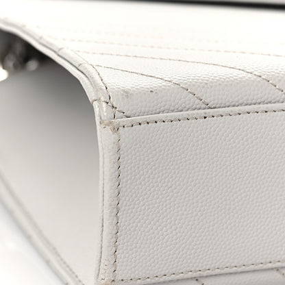 Saint Laurent Grain De Poudre Matelasse Chevron Large Monogram Satchel Light Grey 8 of 8